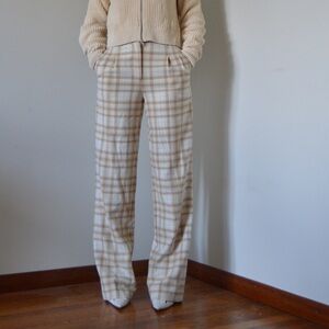 Wilfred The Effortless Pant, Plaid High-Rise Wide Leg in Beige